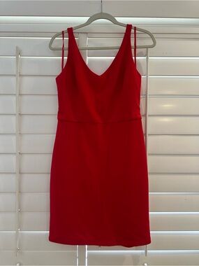 bebe Red V-Neck Sleeveless Midi Dress